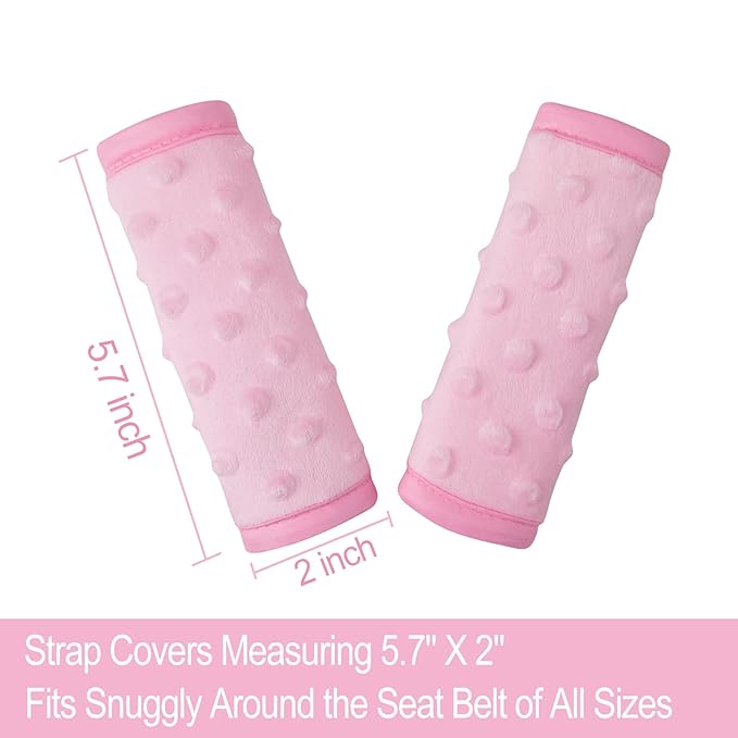 Pro Goleem Car Seat Strap Covers for Babies Girl Soft Car Seat Strap Shoulder Pads for All Car Seats, Stroller, Pushcar, Pink