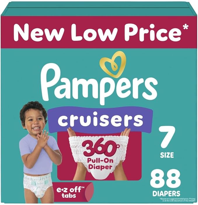 Pampers Diapers - Cruisers 360 - Size 7, 88 Count, Babyproof up to 100% Leakproof Pull-On Diaper
