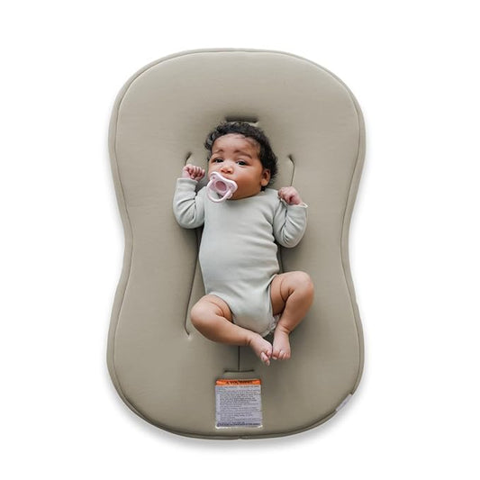 Snuggle Me® Baby Lounger Curve (0-6 Months) - Premium Organic Cotton with Foam Core, Machine-Washable Cover, Buttery-Soft & Breathable Infant Lounger with Travel Bag (30 in x 20 in x 1.9 in) - Birch