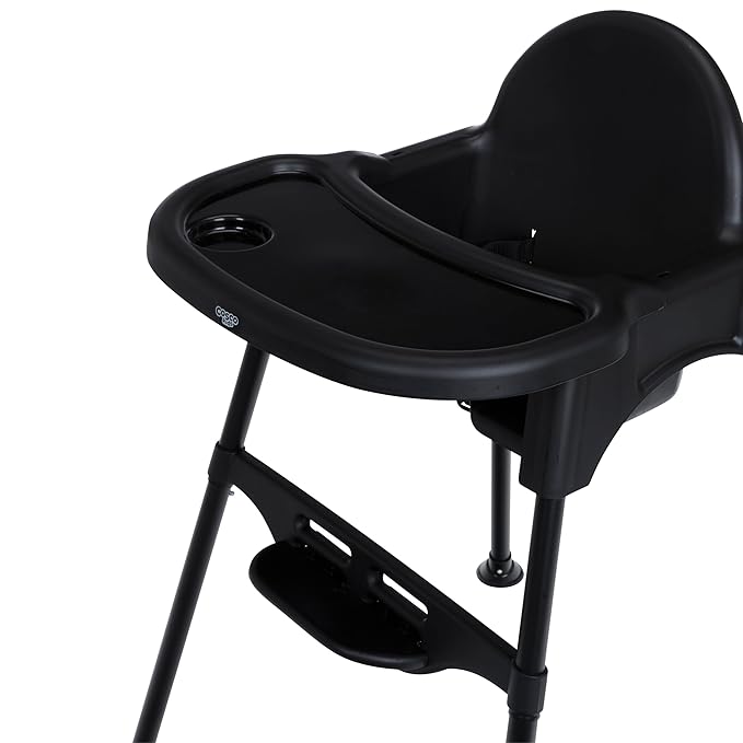 Cosco Kids Canteen High Chair Lightweight Portable Baby Feeding Chair with Adjustable Tray, Easy to Clean, Kitchen or Dining Use, Toddlers Up to 33 lbs, Mono Black