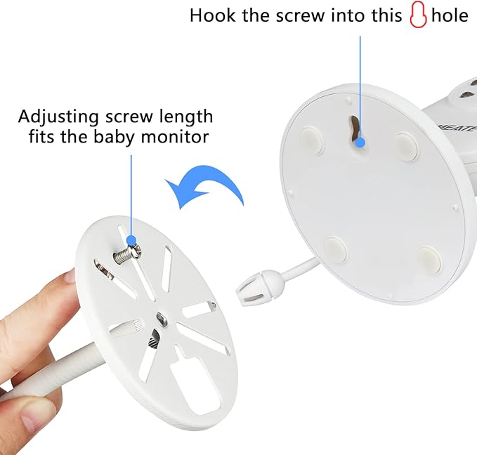 Gooseneck Baby Monitor Mount for Motorola, Owlet, VAVA, Arlo Baby Monitor and Most Universal Baby Security Camera, Flexible Baby Camera Holder Without Tools or Wall Damage - White