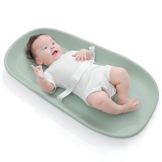 Waterproof Baby Changing Pad in EVA Foam, Wipeable & Quick Clean, Light & Portable, Adjustable Safety Belt & Non-Slip Base, for Diaper/Clothes Changes & Massage, Fits Dresser/Changing Table - Sage