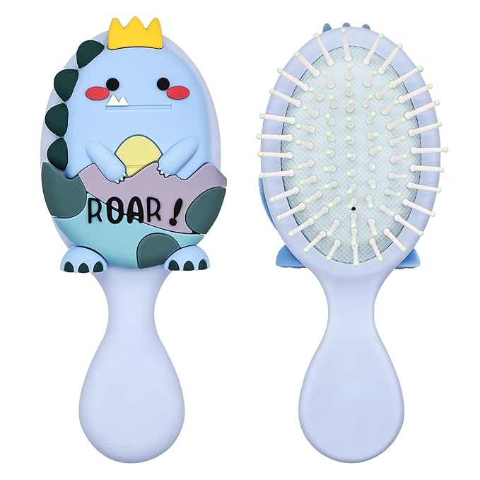 Toddler Detangler and Massage Brush - Mini Air Cushion Brush for Kids' Thin Hair - Blue