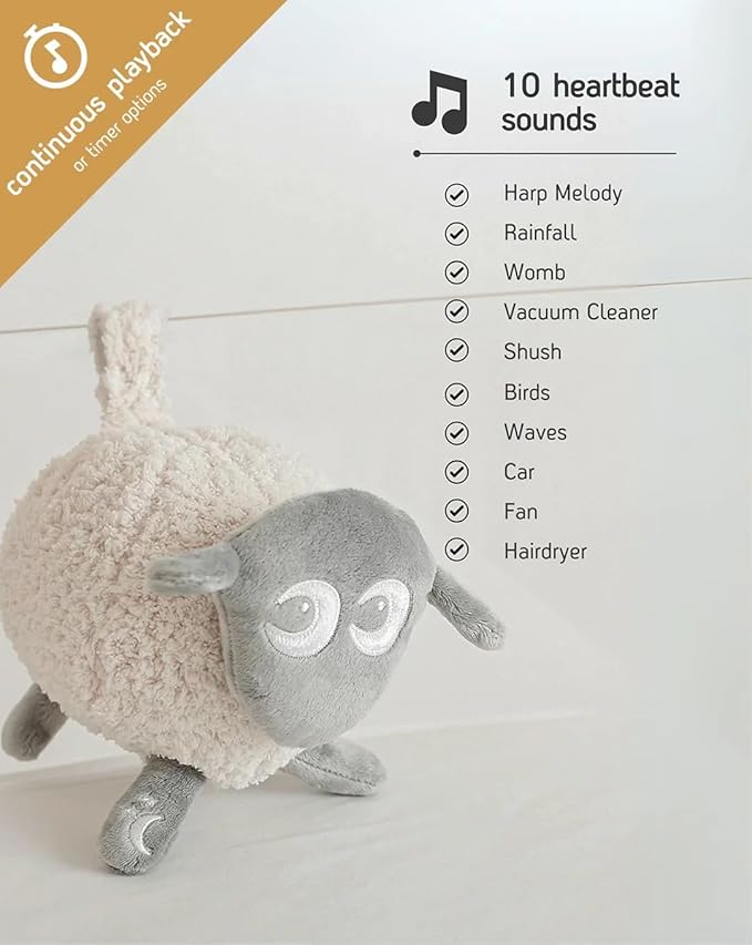 Sweet Dreamers, Rechargeable Ewan Deluxe, Gray | Baby & Toddler White Noise Sound Machine | Cry Sensor & Nightlight | 10 Soothing Sounds | Continuous or Timer Playback | Machine Washable