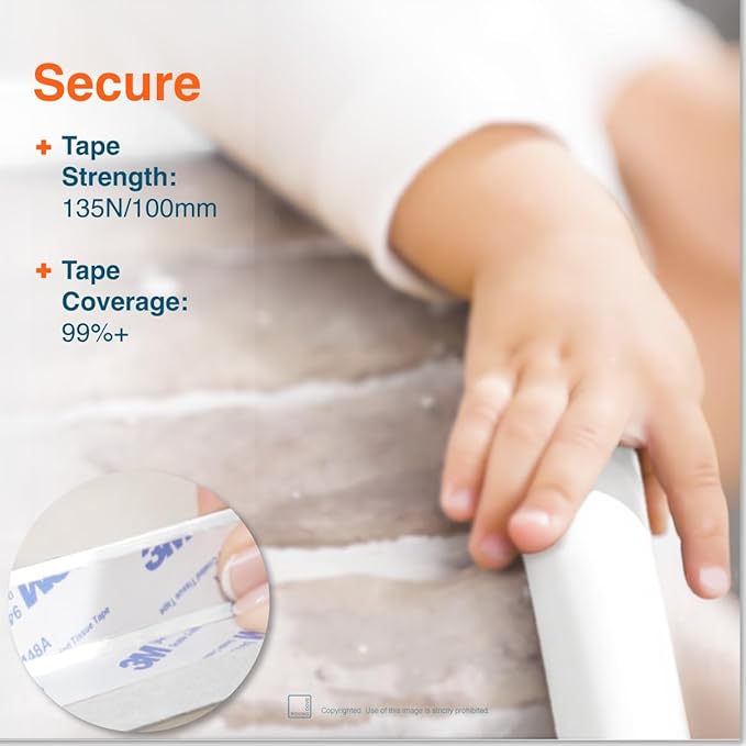 Roving Cove HeftyFit Edge Corner Protector Baby Proofing (Large 18ft Edge 8 Corners), Heavy-Duty, Soft NBR Rubber Foam, Furniture Fireplace Safety Bumper Guard, 3M Adhesive, Oyster White (Off White)