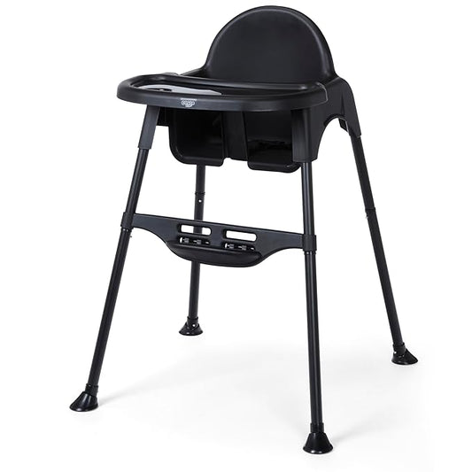Cosco Kids Canteen High Chair Lightweight Portable Baby Feeding Chair with Adjustable Tray, Easy to Clean, Kitchen or Dining Use, Toddlers Up to 33 lbs, Mono Black