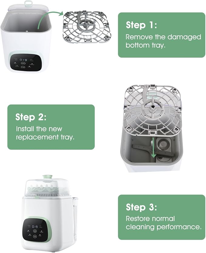 Tiga Replacement Bottom Tray for Momcozy Bottle Washer, Compatible with KleanPal Pro – Durable Base Tray Replacement Part, Easy Install Baby Bottle Washer Accessory