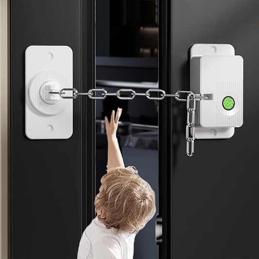 Fingerprint Child Proof Door Lock 2Pcs, Refrigerator Lock with Fingerprint & Door Locks for Kids safety, for Door Lock, Fridge Lock, Cabinet Locks and Window Locks,Strong Adhesive No Drilling