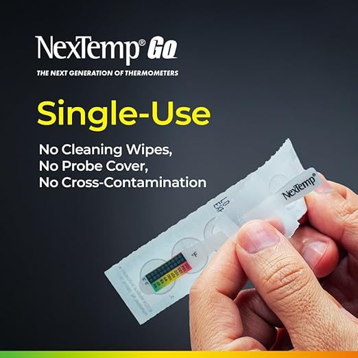 NexTemp® Go - Ready When You are - Single-Use Disposable Thermometers - Results in Seconds, for Work, Home, & Travel, Fahrenheit (100)