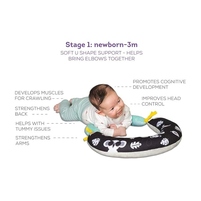 Taf Toys 2-in-1 Tummy Time Cushion for Newborns & Infants, Soft Panda Cushion with High-Contrast Crinkle, Baby Development Toy for Neck & Arm Support, Sensory Activity Mat 0-6M