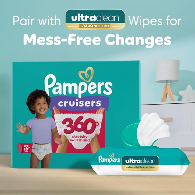 Pampers Diapers - Cruisers 360 - Size 6, 104 Count, Babyproof up to 100% Leakproof Pull-On Diaper
