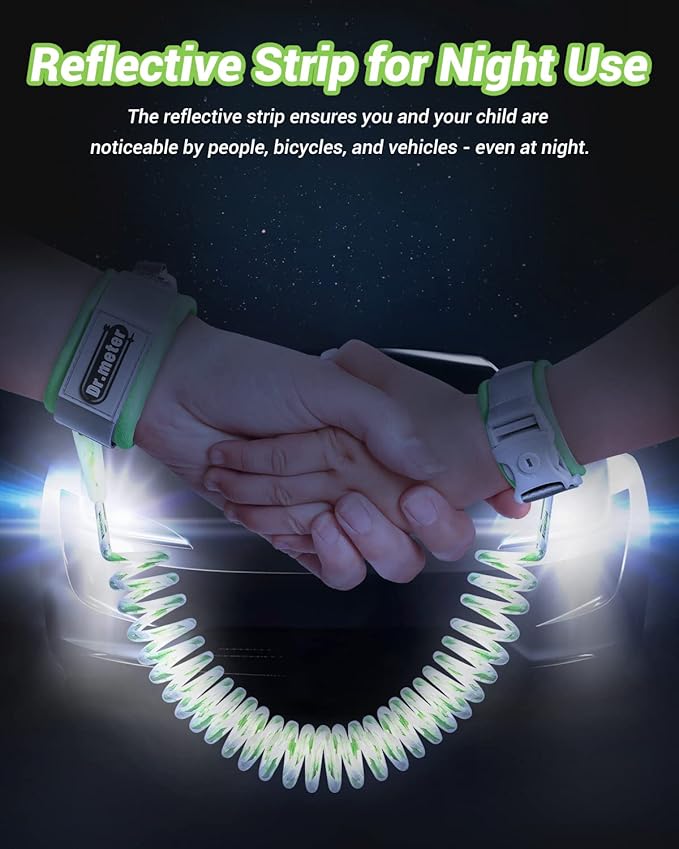 Anti Lost Wrist Link, 2 Pack Toddler Safety Leash with Key Lock, Reflective Child Walking Harness - Dual 8.2ft Length Blue & Green Kids Leash for Supermarket Mall Airport Amusement Park Zoo