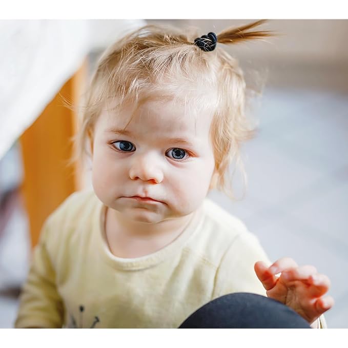 WillingTee Baby Hair Ties,300PCS Nylon Toddler Hair Ties for Girls, Kids Seamless Hair Bands,Girls Elastic Ponytail Holders,Black