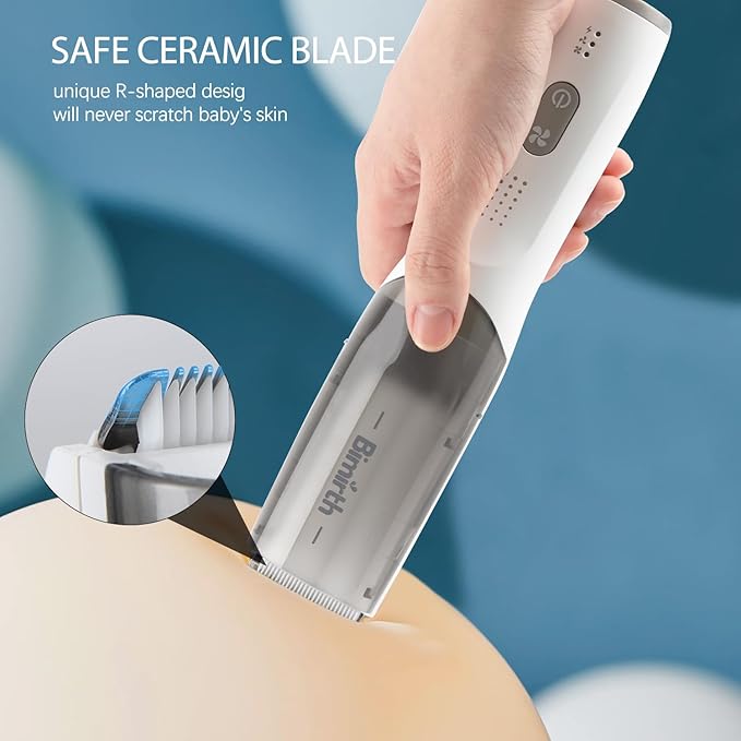 Bimirth Baby Hair Clipper with Vacuum - Hair Trimmer for Kids and Toddlers - Waterproof, Rechargeable, Cordless Hair Cutting Machine for Children (with Bag)