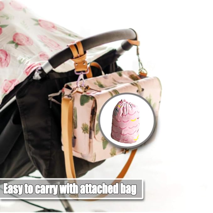 Portable Shopping Cart Cover, High Chair and Grocery Cart Covers for Babies, Kids, Infants & Toddlers, Attached Carry Bag (Simple Pink Fish)