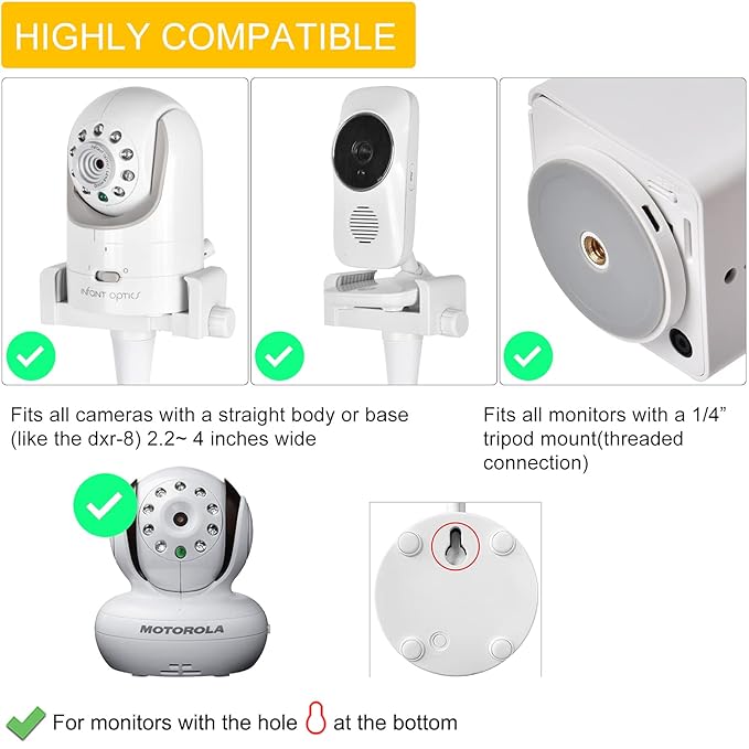 iTODOS Baby Monitor Floor Stand Holder Mount Compatible with Infant Optics DXR-8 Pro,Nanit Pro & Flex Stand,VTech VM819/VM901,Owlet,HelloBaby,Momcozy,eufy,Motorola Camera,Keep Baby Away from Touching