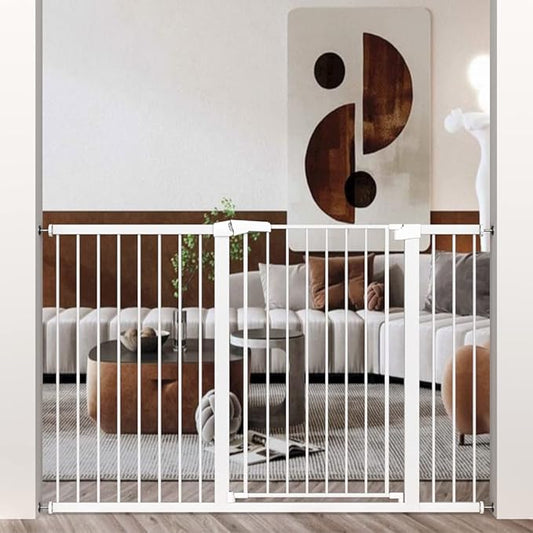 Extra Tall Baby Gate Stand 38" Tall - 65.35"-68.11" Wide Extra Long Large Walk Through Pet Gate for Kids or Pets - Metal Pressure Mounted Safety Gate
