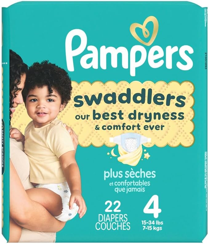 Pampers Swaddlers Diapers, Size 4 (15-34 lbs), 22 Count, Absorbent, Keeps Baby Dry and Comfortable, Skin Safe Disposable Baby Diaper (Packaging May Vary)