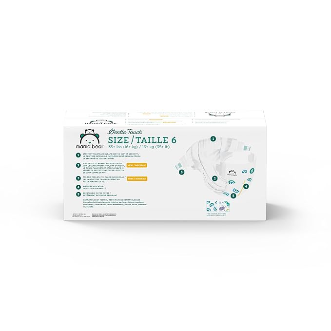 Amazon Brand - Mama Bear Gentle Touch Diapers, Size 6, 108 Count (4 packs of 27)