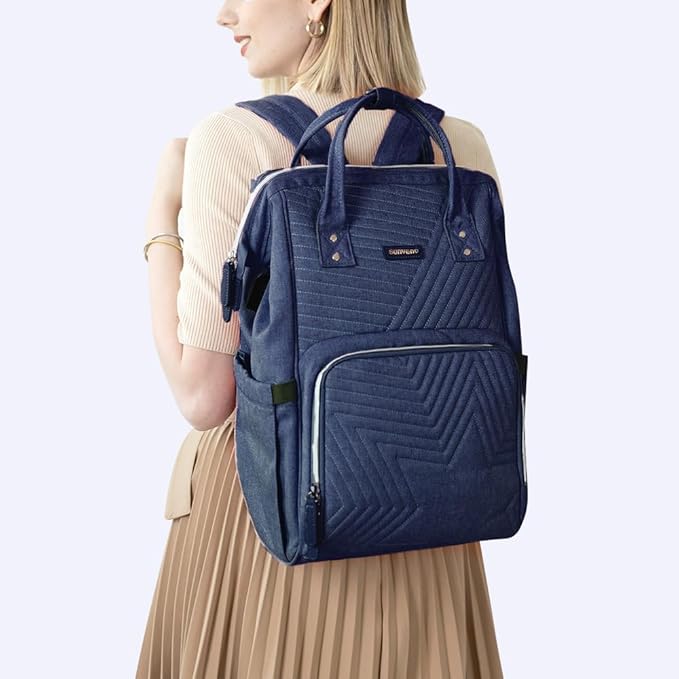 SUNVENO Baby Diaper Backpack Large Capacity Travel Nappy Bag for Mom Dad, Blue