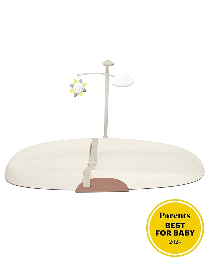 Skip Hop Baby Changing Pad Nursery Style Wipe-Clean Contoured with Cushioned Foam, Non-Skid Base, Built-in Safety Belt & Tuck-Away Toy Bar, Oat