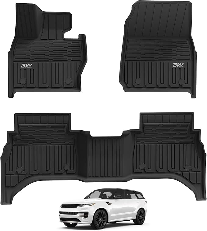 3W Floor Mats Fit Range Rover Sport 2023 2024 2025(Not for Range/Land Rover Discovery Sport) TPE All Weather Custom Fit for Land Rover Sport 1st and 2nd Row Car Liners Black
