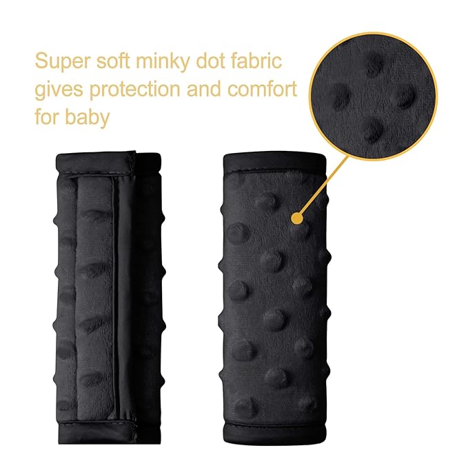 Pro Goleem Car Seat Strap Covers for Babies Soft Car Seat Strap Shoulder Pads for All Car Seats, Stroller, Pushcar, Black