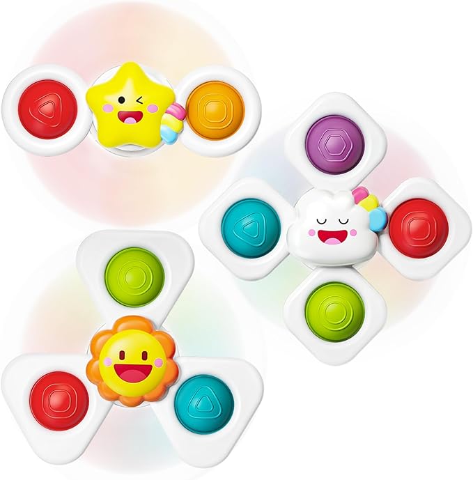 SpringFlower Baby Toys, Suction Cup Spinner Toys for 6 12 18 Months Toddlers, Birthday Baby Gifts Sensory Toys Bath Toys Travel Table Toy