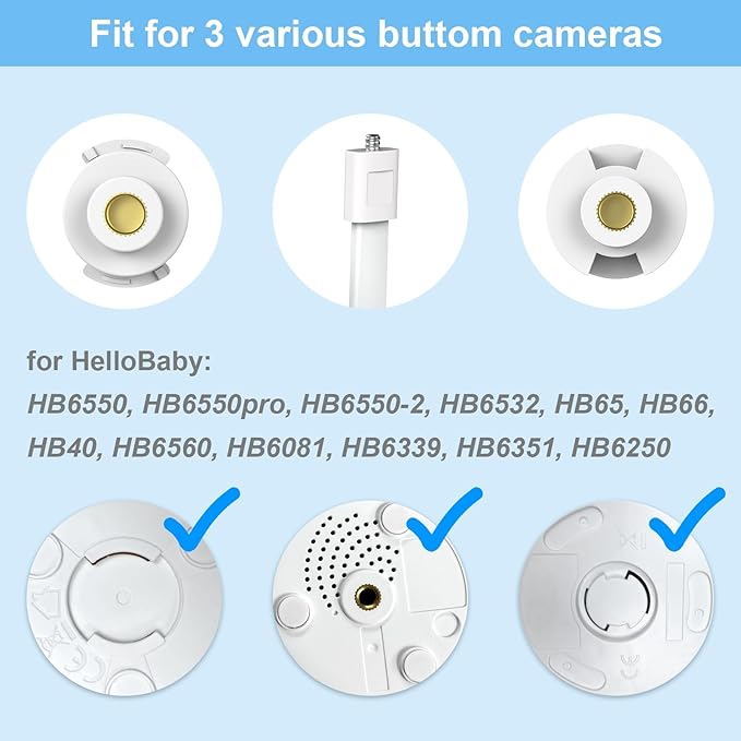 HelloBaby Baby Monitor Mount for HB6550/ Pro/ HB6560/ HB6240/ HB65/ HB6351/ HB6339/ HB66, 20 Inch Flexible Arm Bracket, Sturdy Camera Holder Attaches to Crib Cot Shelves, No Tools or Wall Damage