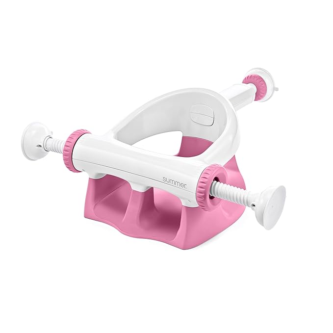 Ingenuity My Bath Seat for Sit-Up Baby Bathing, Sure & Secure Suction Cups, ASTM Safety Tested & Approved, Backrest for Assisted Sitting, Easy Setup & Storage, Pink