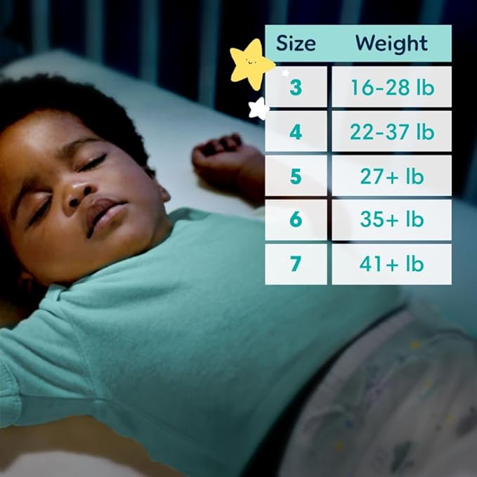 Pampers ZZZ Overnight Diapers, Size 3 (16-28 lbs), 116 Count, Nighttime Protection Disposable Baby Diaper, Night Time Leak and Skin Protection