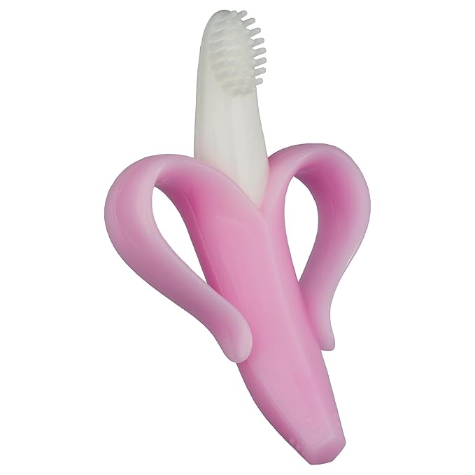 Baby Banana The Original Teether-Toothbrush, Infant to Toddler, Made in USA, Butter-Soft Bristles for Gums and Teeth, Bendable Food Grade Silicone, Family-Owned Buisness Since 2009, 11 Million+ Sold