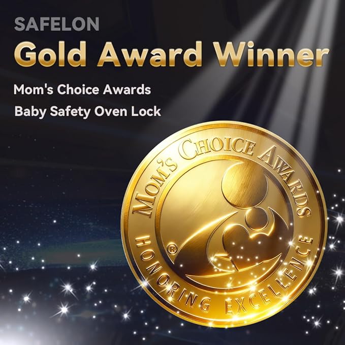 Mom's Choice Gold Awards Winner - SAFELON 1 Pcs Baby Safety Oven Door Lock, Double Button Oven Lock for Kitchen Safety (Black)