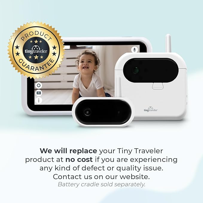 Tiny Traveler Ai Smart Wireless Baby Car Monitor with Travel Kit - AI-Powered Safety Alerts: Cry/Laugh/Stand Detection, Virtual Fence, Long Range 1000ft Night Vision Lullabies Night Light - White