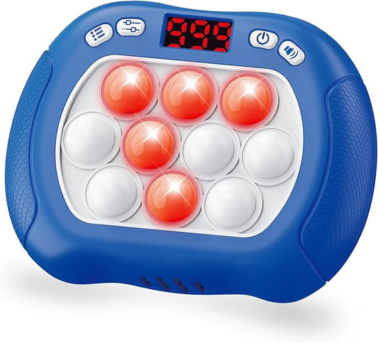 Pop Game Light Up Fidget Toy for Kids, 6 Modes LED Screen Quick Push Games Controller Electric Fidget Popper Game Bubble Road Trip Activities Car Games Birthday Gifts Toys for Kids Boys Blue