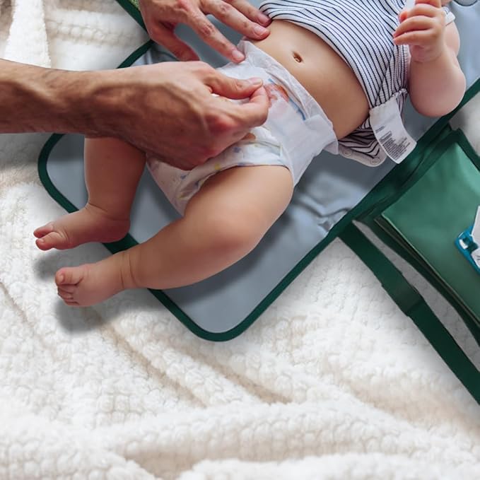 Portable Diaper Changing Pad - Foldable Waterproof Change Mat & Portable Changing Pad for Travel - Baby Changer Station with Diaper & Wipes Pouch & Storage - Baby Shower Gifts