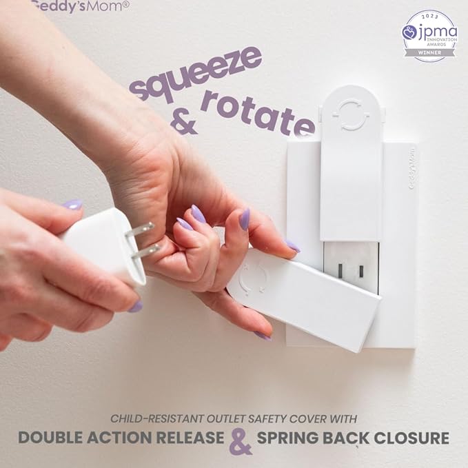 GEDDY'S MOM Shut Your Face | Automatic Closing Child Proof Outlet Covers | Made in The USA Award Winning Plug & Outlet Covers Baby Proofing | Choose 2-Screw (Decora) Outlet Protector