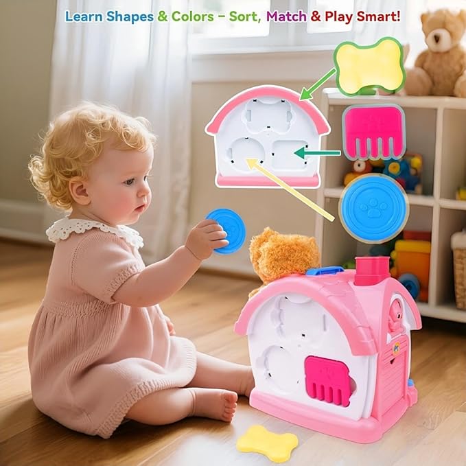 Toys for 1+ Year Old Girls – 9-in-1 Montessori Musical Toddler Activity House with Lights, Sounds, Bilingual Learning, Ideal 1st Birthday Xmas Gifts for Girls Ages 1 2 3