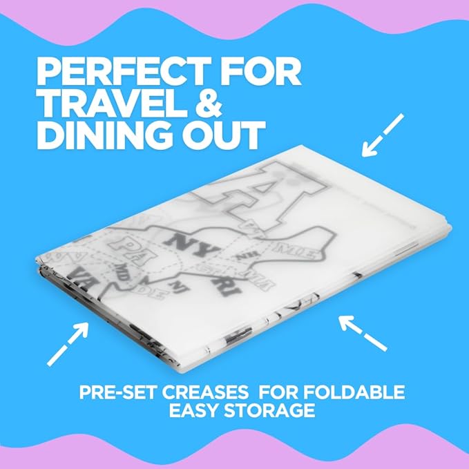 Reusable Silicone Toddler Placemat for Dining Table and Travel, a Foldable, Non-Slip Kids Learning Mat with USA Map, Easy to Clean BPA Free Feeding Essential by a Mom Founded Brand