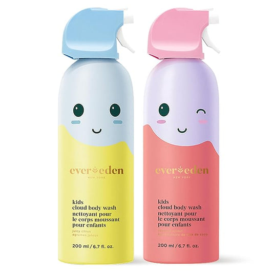 Evereden Kids Cloud Body Wash Duo - Gentle, Nourishing Toddler Body Wash for Delicate Skin, Coconut Splash & Juicy Citrus Scents, Creamy Hydrating Formula, 2 Pack (6.7 fl oz Each)