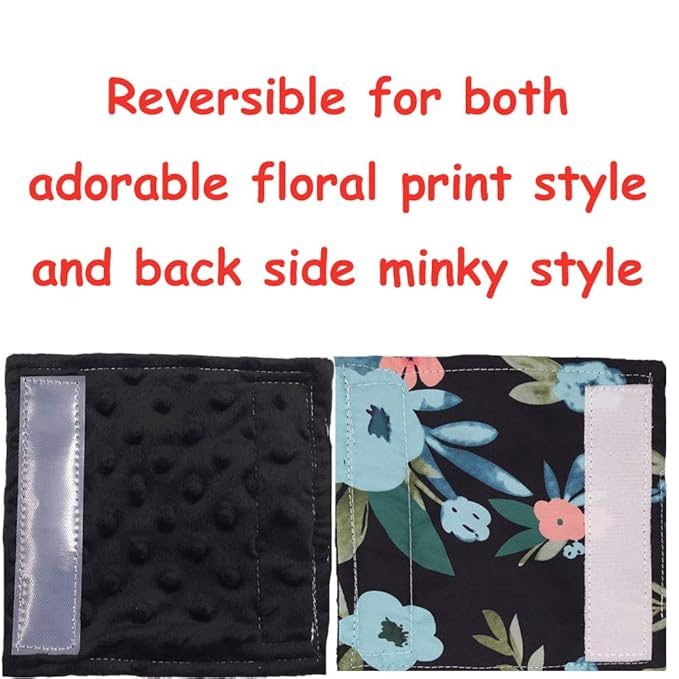 Baby Car Seat Neck Cover, Car Seat Strap Cover, Seat Belt Cushions Pads, Shoulder Strap Protectors, Reversible Pram Harness Covers in Minky Floral, Baby Neck Pad Protector