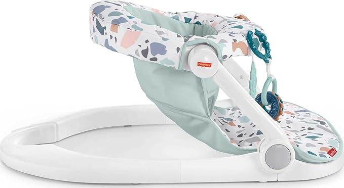 Fisher-Price Portable Baby Chair Sit-Me-Up Floor Seat With Developmental Toys & Machine Washable Seat Pad, Pacific Pebble