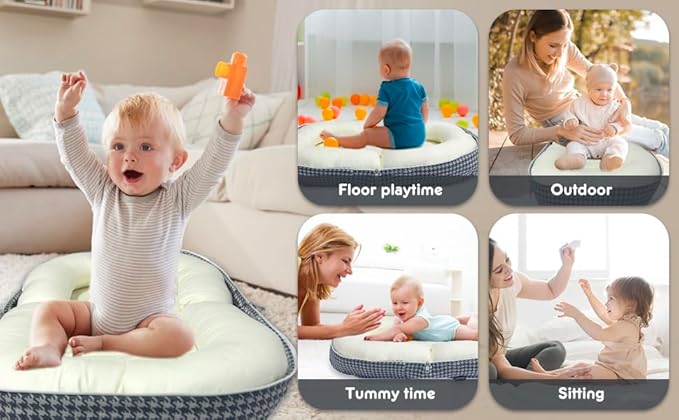Baby Lounger, Foldable Portable Infant Lounger, Baby Nest Cover, Suitable for 0-24 Months Newborn Baby Lounger,Home Travel Dual-Purpose Baby Nest (Beige)