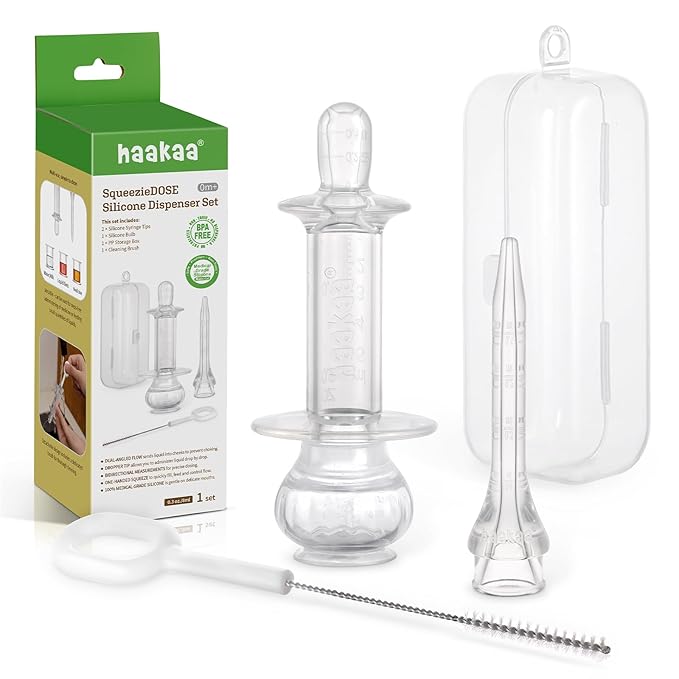 haakaa Baby Medicine Dispenser Set,Baby Essentials,Baby Medicine Syringe,Unique Silicone Ball Design,Medical-Grade Silicone,0 Months+