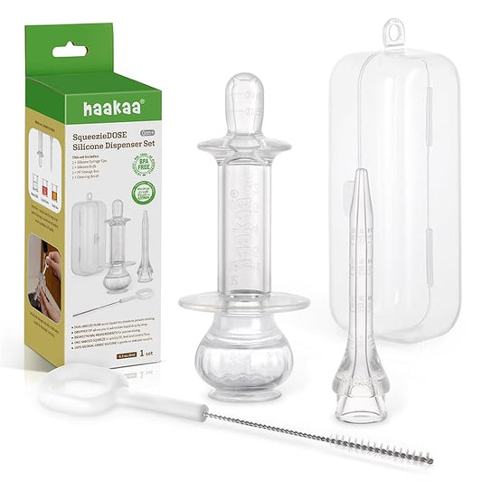 haakaa Baby Medicine Dispenser Set,Baby Essentials,Baby Medicine Syringe,Unique Silicone Ball Design,Medical-Grade Silicone,0 Months+