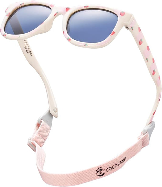 COCOSAND Flexible Polarized Baby Sunglasses with Strap UV Protection for Toddler Infant Girl Boy Age 0-24 Months