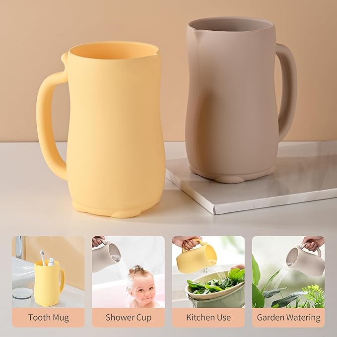 Baby Bath Rinse Cup, Bath Cup for rinsing Hair,The Silicone Material is Soft and Safe, a Good Choice for Baby Bath Products(Cat Beige)