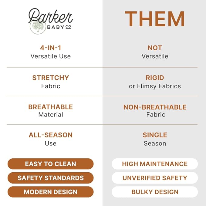 Parker Baby 4 in 1 Car Seat Cover for Girls and Boys - Stretchy Carseat Canopy, Nursing Cover, Grocery Cart Cover, High Chair Cover - “Pebble”