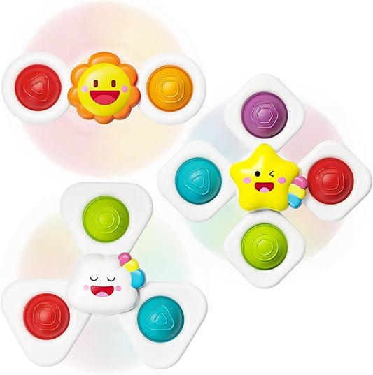 SpringFlower Baby Bath Toys, Suction Cup Spinner Toys for 6 12 18 Months Toddlers, Birthday Baby Gifts Sensory Toys Bath Toys Travel Table Toy
