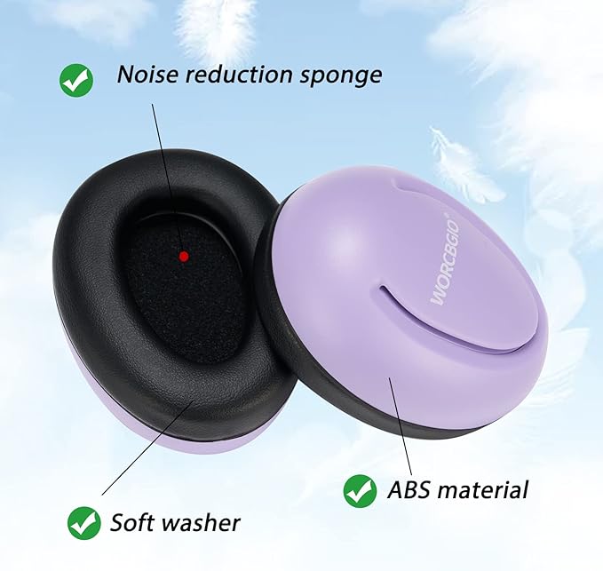 Infant Ear Protection Noise Cancelling Baby Ear Muffs, Toddler Hearing Protection with Adjustable Elastic Headband (Moon,Purple